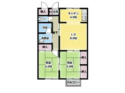 コーポウィンドミル(3K/2階)の間取り写真