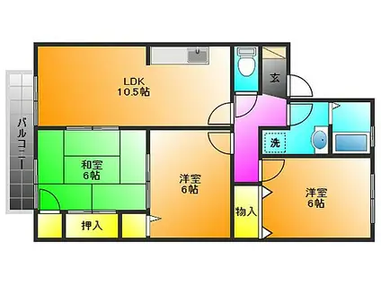 セジュール宮の陣I(3LDK/2階)の間取り写真