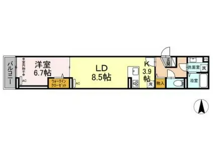 グラナーデ高野台(1LDK/2階)の間取り写真