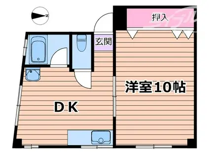 北大阪マンション(1DK/3階)の間取り写真