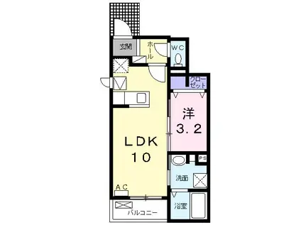 サンパレスB(1LDK/1階)の間取り写真