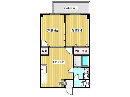 セントヒルズ和庄(2LDK/2階)の間取り写真