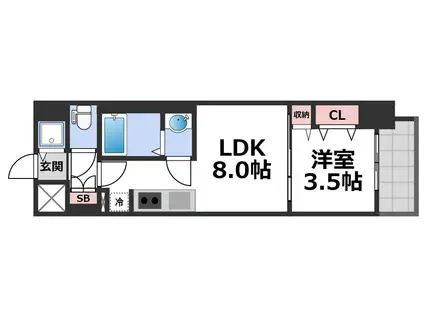 リアライズ南巽(1LDK/6階)の間取り写真