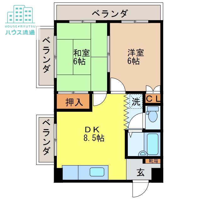 コーポルーシアール(2DK/3階)の間取り写真