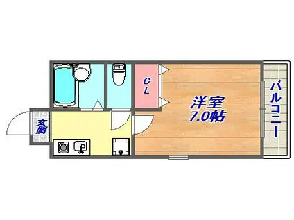 パルテールⅡ(1K/3階)の間取り写真