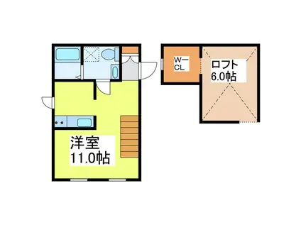 PRIMA SPERANZA(ワンルーム/2階)の間取り写真