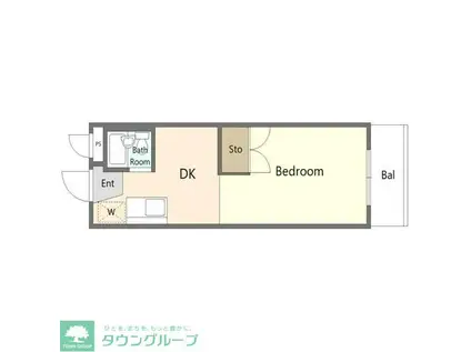 ビューハイツ台の山(1DK/4階)の間取り写真