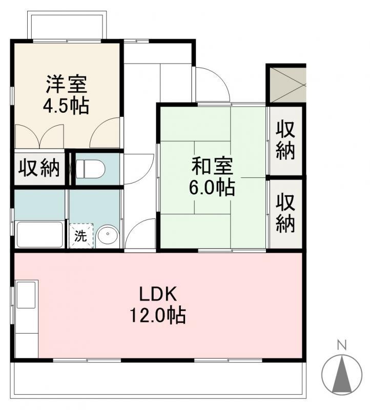 シーサイドハイツ屋島(2LDK/1階)の間取り写真