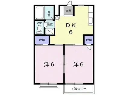 グリーンハイツクドウB(2DK/2階)の間取り写真