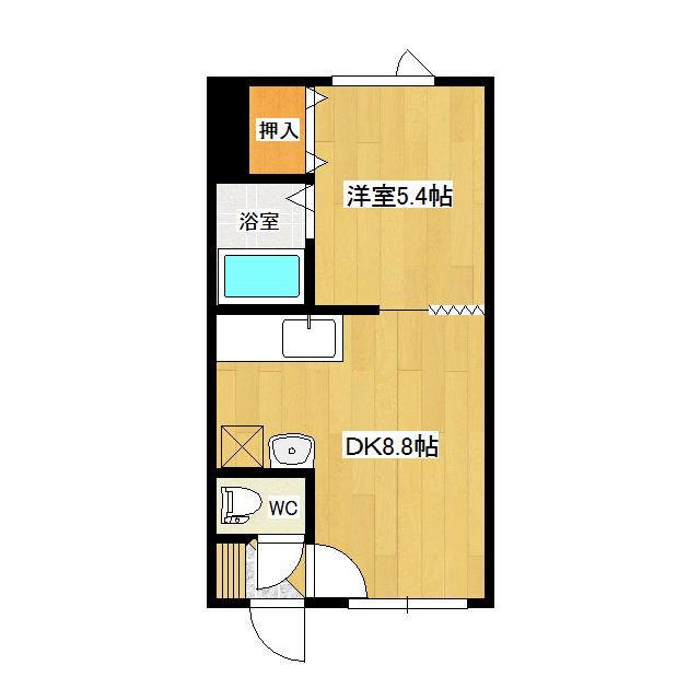 サンリバーハイツ(1DK/2階)の間取り写真
