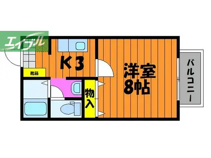 セジュールα(1K/1階)の間取り写真