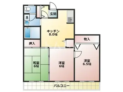 グリーンタウン市川(3DK/3階)の間取り写真
