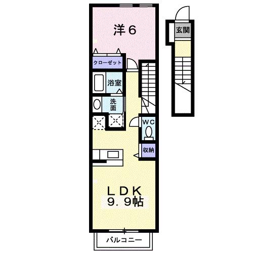 シャン・ミリューIIC(1LDK/2階)の間取り写真