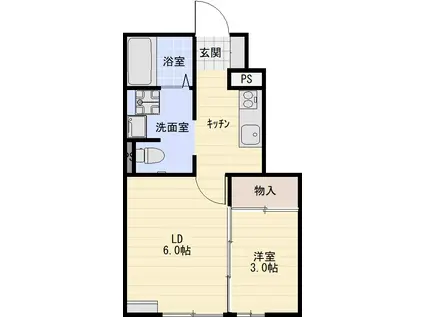 ローズコート横森(2K/1階)の間取り写真