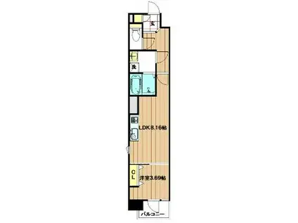 アート天王寺(1LDK/2階)の間取り写真