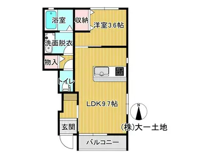 BEL POSTO 星が丘 B棟(1LDK/1階)の間取り写真