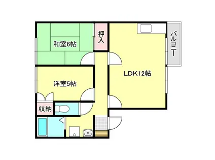 シャルム壱番館(2LDK/2階)の間取り写真