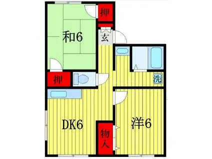 トゥインクル谷津(2DK/2階)の間取り写真