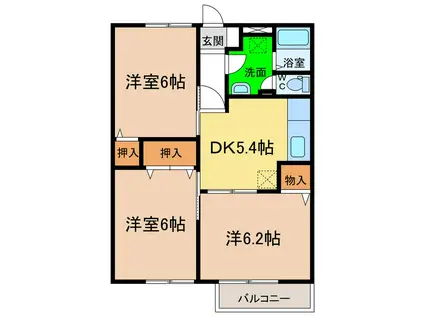 ハレクラニI・II(3DK/2階)の間取り写真