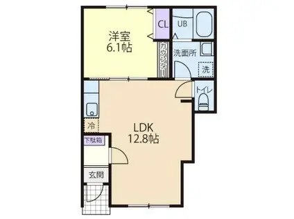 ERSA GARDEN B(1LDK/1階)の間取り写真