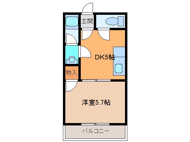 ローデハイム(1DK/4階)の間取り写真