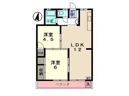 ファミール若松(2LDK/3階)の間取り写真