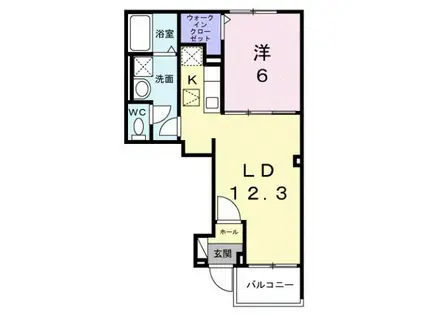 グラン・シャトー武蔵嵐山A(1LDK/1階)の間取り写真
