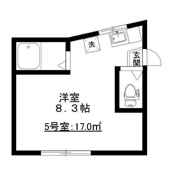 長屋アパートメントHACHI(ワンルーム/2階)の間取り写真