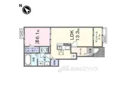 ルナハイツ5(1LDK/1階)の間取り写真