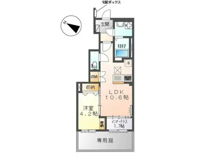 エッグプラント(1LDK/1階)の間取り写真