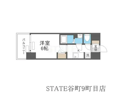 ファステート大阪上本町ソーレ(1K/6階)の間取り写真