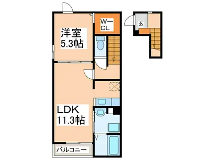 セリーン プレイス(1LDK/2階)の間取り写真