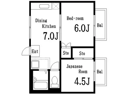 東墨田ハイツ(2DK/1階)の間取り写真