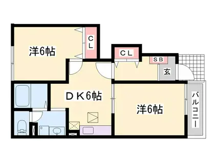 フィールドパレスIII(2DK/1階)の間取り写真