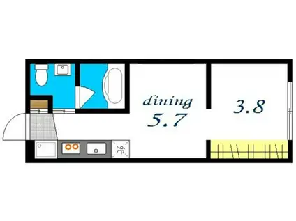 ニホコーポラスIII(ワンルーム/1階)の間取り写真