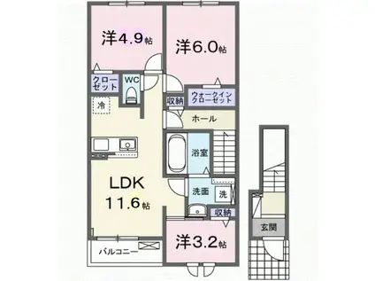 シェル クレール II(3LDK/2階)の間取り写真