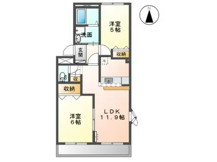 グローリアスM・T・K(2LDK/2階)の間取り写真