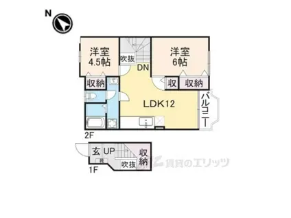 ウッディータウンB棟(2LDK/2階)の間取り写真