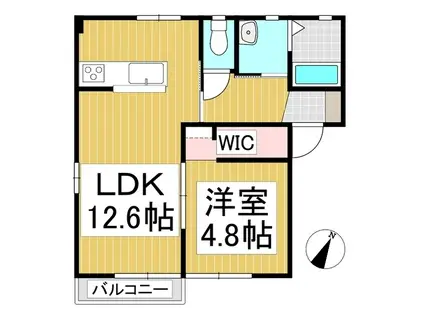 Fルミエール A棟(1LDK/2階)の間取り写真