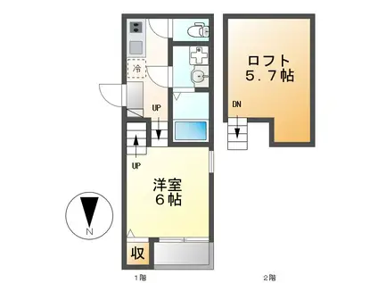 アミティエ・フレール神明町(ワンルーム/2階)の間取り写真