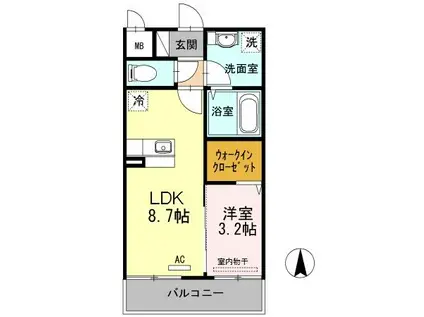 ラ・フィーエ上曽根(1LDK/3階)の間取り写真