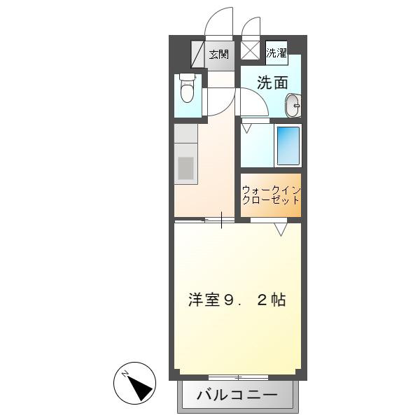 ウィンズ御門A(1K/2階)の間取り写真
