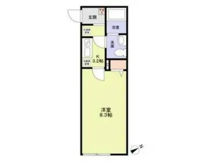 L.E.HILLS(1K/2階)の間取り写真