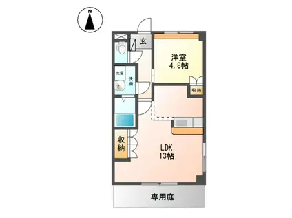 エバーハイツ(1LDK/1階)の間取り写真