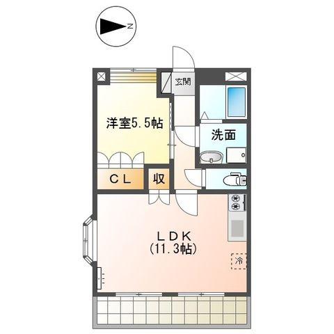 BELLE AVENUE(1LDK/2階)の間取り写真