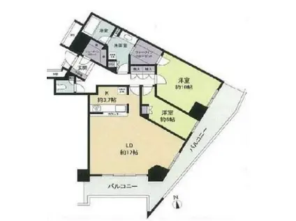 キャピタルマークタワー(2LDK/35階)の間取り写真