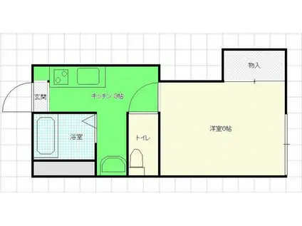 アピアコート谷万成(1SK/2階)の間取り写真