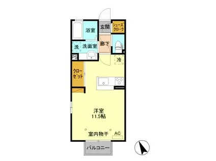 セントラル ヴィレッジ B(ワンルーム/2階)の間取り写真