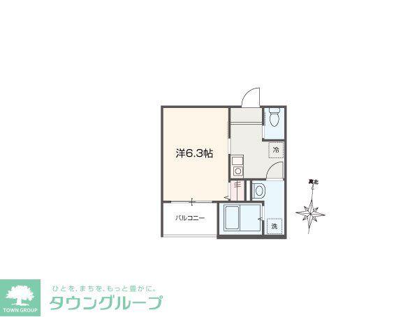 MELLAS元加治(1K/1階)の間取り写真