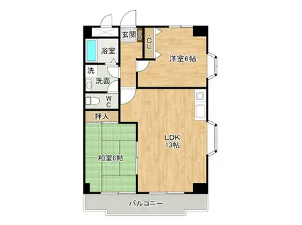 クレベール田町(2LDK/3階)の間取り写真
